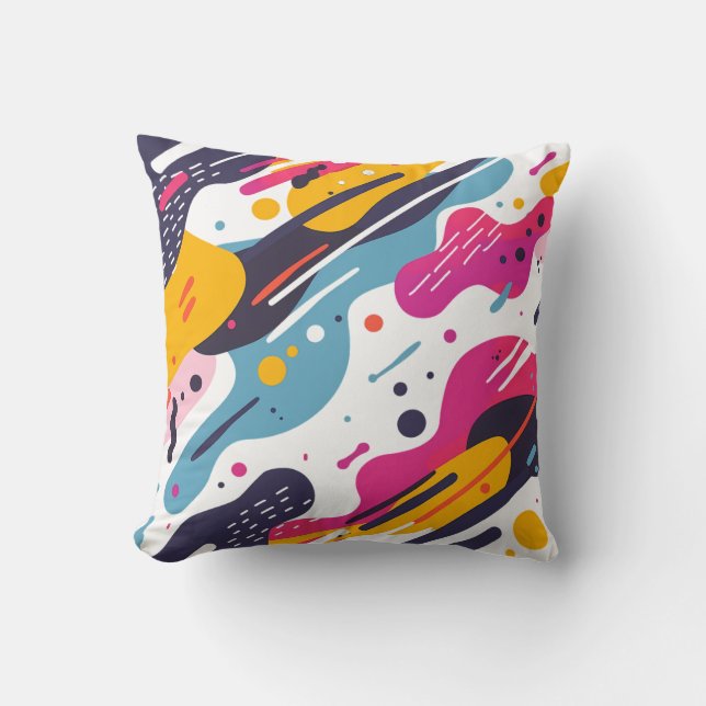 Colour Splash Comfort: Abstract Throw Pillow (Front)
