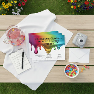 Colour Splash Family Reunion Invitation Postcard