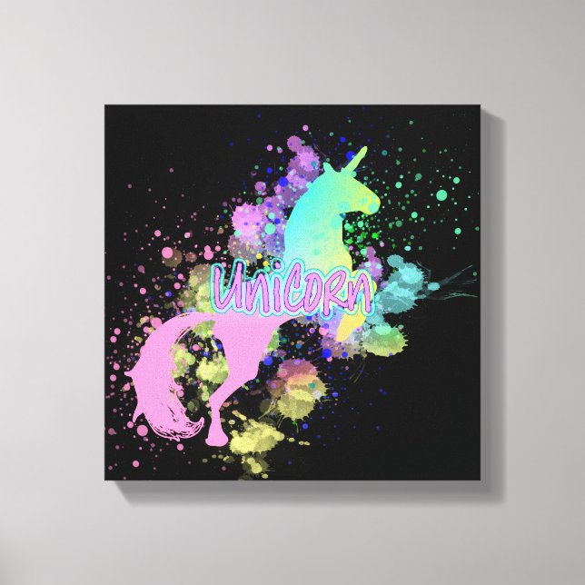Colour Splash Fantasy Rainbow Unicorn Canvas Print (Front)