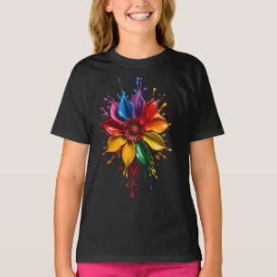 Colour Splash Flower T-Shirt Vibrant Floral Art