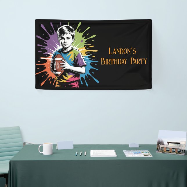 Colour Splash Football Boy Birthday Party Banner (Tradeshow)