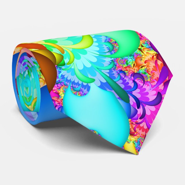 Colour Splash Fractal Double-sided Tie (Rolled)