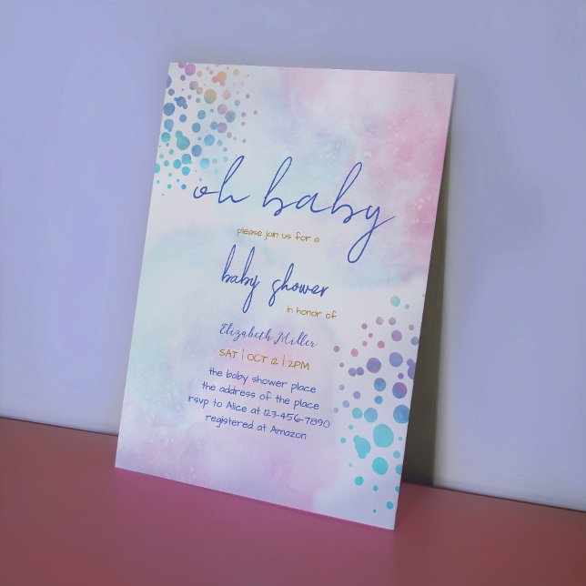 Colour Splash Gender Neutral Boy Girl Baby Shower Invitation (Creator Uploaded)