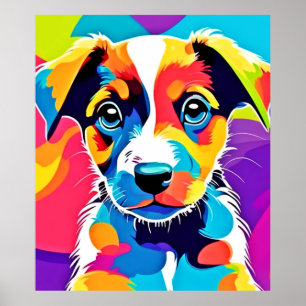 Colour Splash Groovy Canine Dog Poster