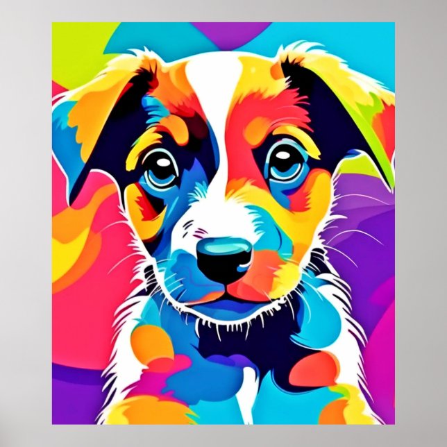 Colour Splash Groovy Canine Dog Poster (Front)