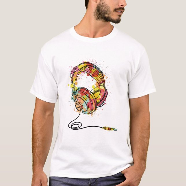Colour Splash Headphones T-Shirt (Front)