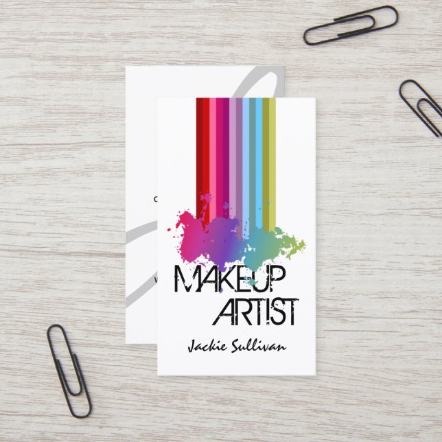 Colour Splash Makeup Artist Business Card (Front/Back In Situ)