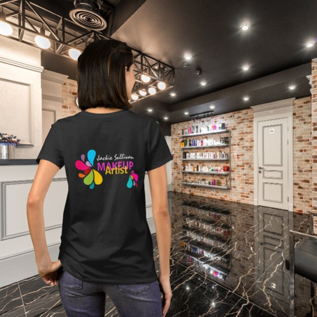 Colour Splash Makeup Artist T-Shirt (Color Splash makeup artist business promotional t-shirt design to get your client's attention.)