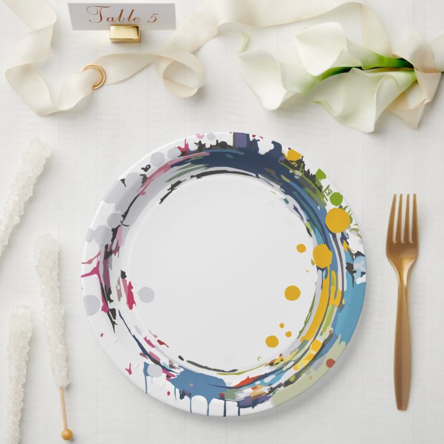 Colour Splash Paper Plate (Wedding)