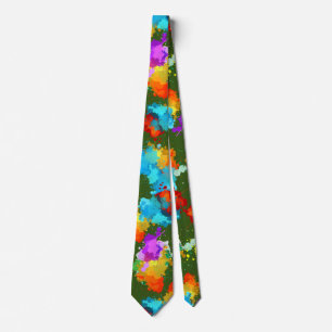 Colour Splash Pattern CC01 D Green BG Tie