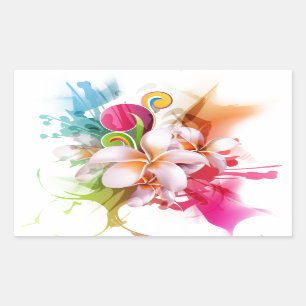 Colour Splash Plumeria Hawaiian Flower Rectangular Sticker