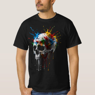 Colour Splash Skull T-Shirt Artistic Skull Graph