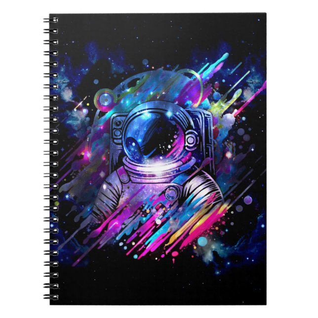 Colour Splash Starry Space Astronaut  Notebook (Front)