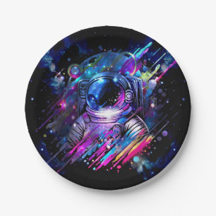 Colour Splash Starry Space Astronaut  Paper Plate