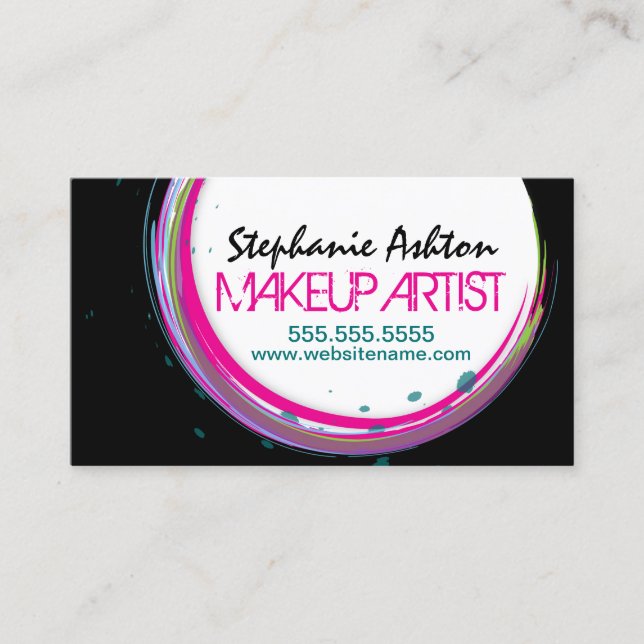 Colour Splash Swirl Makeup Artist Business Card (Front)