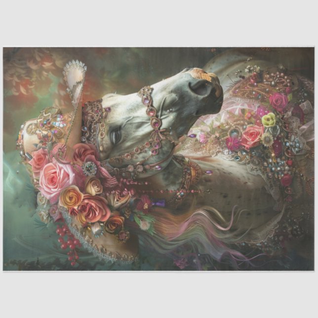 Colour splash white horse tissue paper (Front)