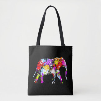 Colour Splashed Elephant All Over Print Tote Bag