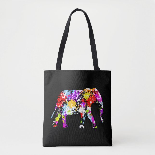 Colour Splashed Elephant All Over Print Tote Bag (Front)