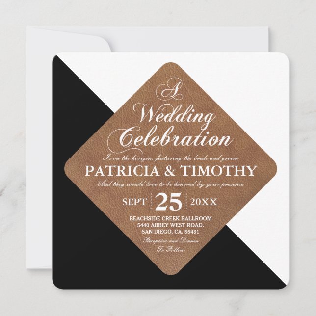 Colour Split Black Versus White Wedding Invitation (Front)