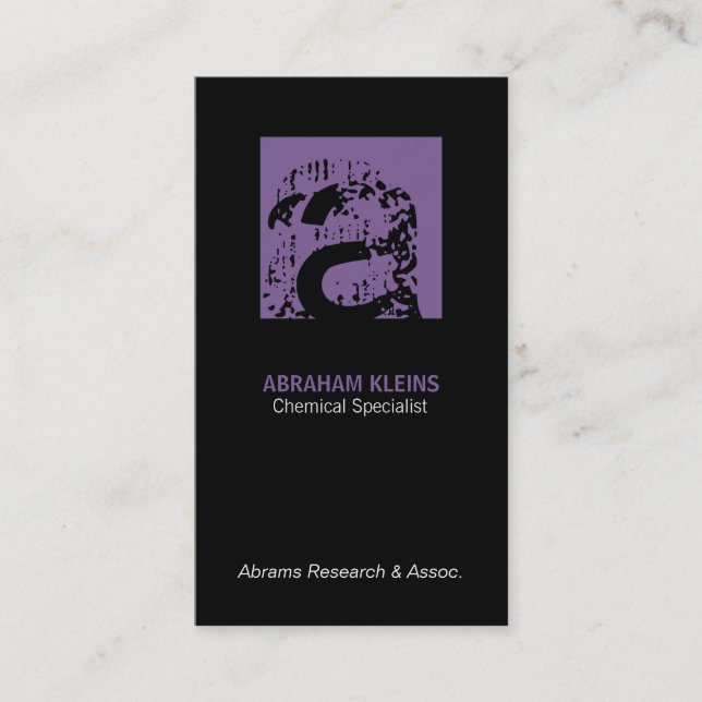 Colour Square Monogram (purple) black background Business Card (Front)