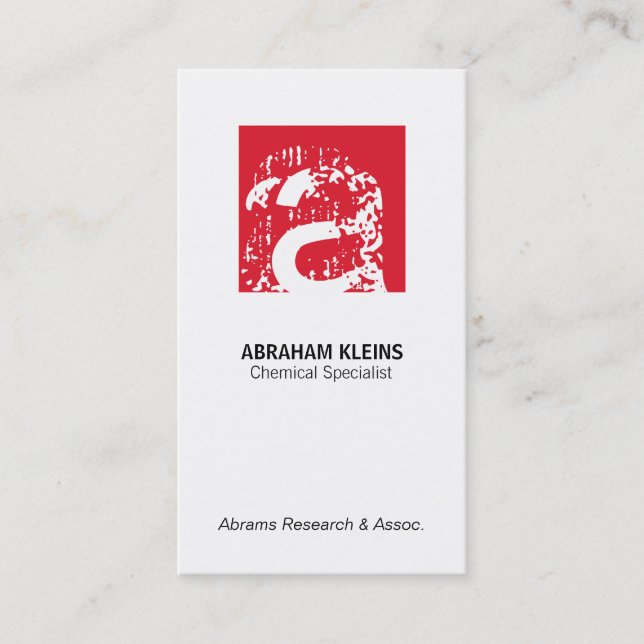 Colour Square Monogram (red) Business Card (Front)