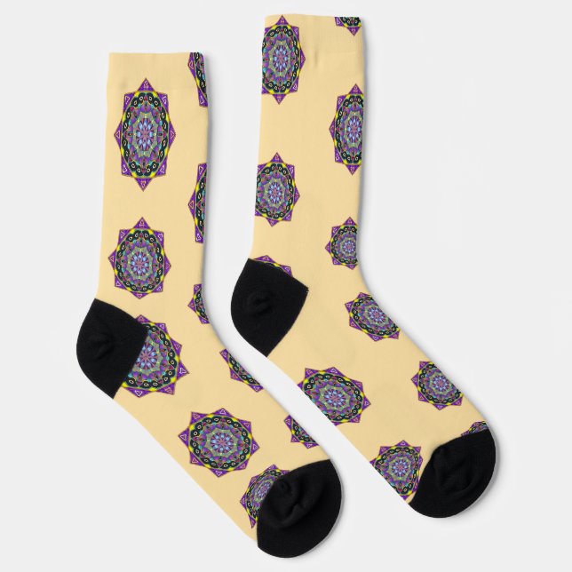 Colour Stained Glass Mandala Crew Socks (Right)