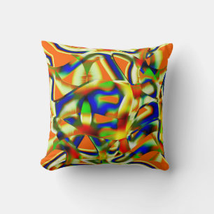 Colour stains on curved greenish beige strips cushion