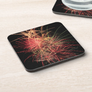 Colour Streaks of Orange and Red at Night Poster Coaster