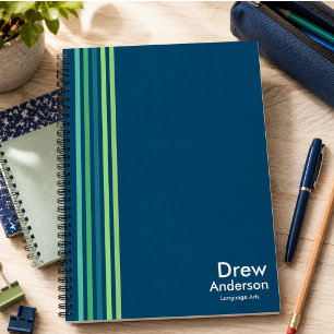 Colour Stripe Boy’s Custom Name Kids School Journa Notebook