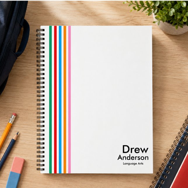 Colour Stripe Boy’s Custom Name Kids School Journa Notebook (Color Stripe Boy’s Custom Name Kids School Journal)