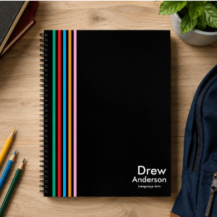 Colour Stripe Boy’s Custom Name Kids School Journa Notebook