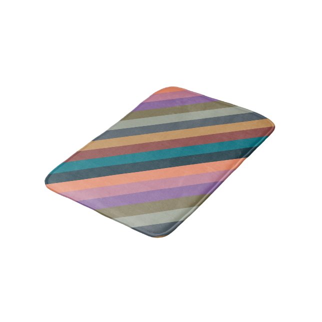 colour stripes in colourful pastel bath mat (Angled)