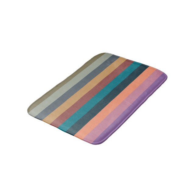 colour stripes in colourful pastel bath mat (Angled)