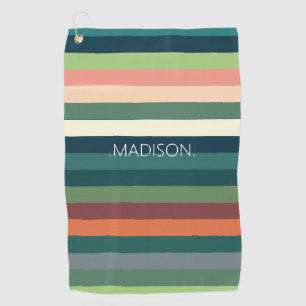 Colour Stripes Pattern Personalised Golf Towel