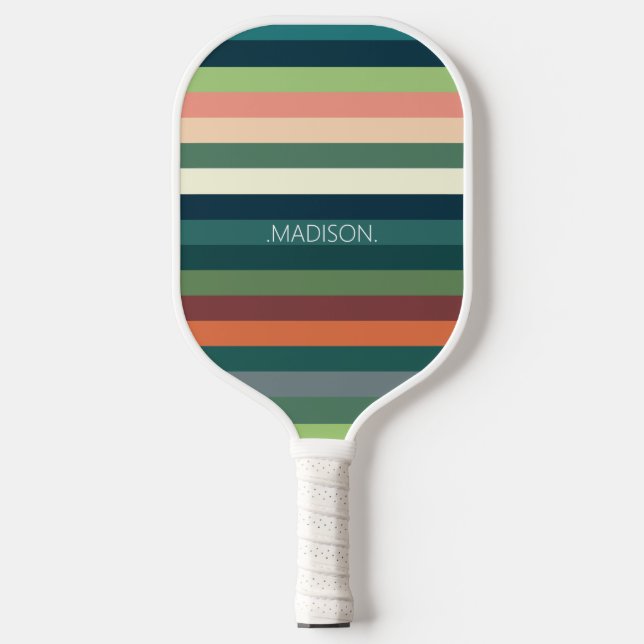 Colour Stripes Pattern Personalised Pickleball Paddle (Front)