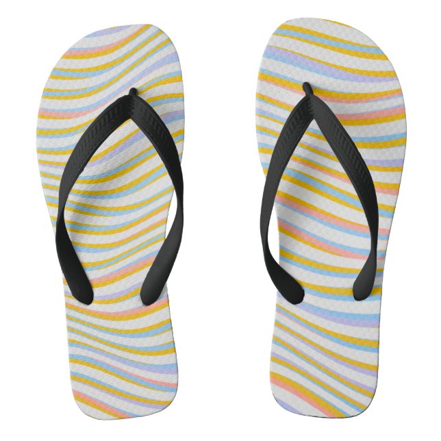 Colour Stripped Wide Straps Flip Flops (Footbed)
