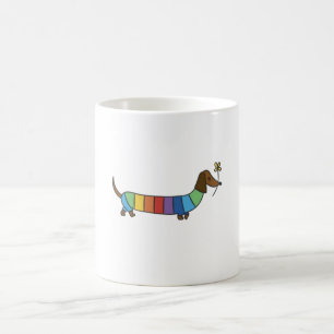 Colour stroke cute rainbow dog coffee mug