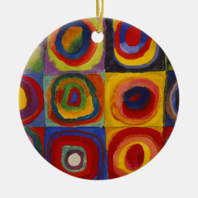 Colour Study of Squares Circles by Kandinsky Ceramic Tree Decoration (Front)