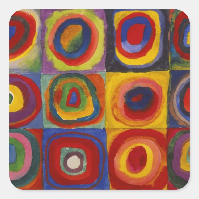 Colour Study of Squares Circles by Kandinsky Square Sticker (Front)