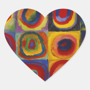 Colour Study of Squares Circles Heart Sticker