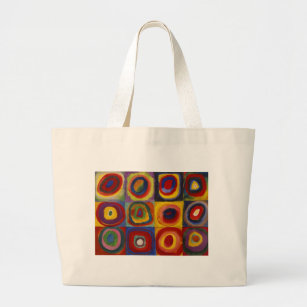 Colour Study of Squares Circles Large Tote Bag