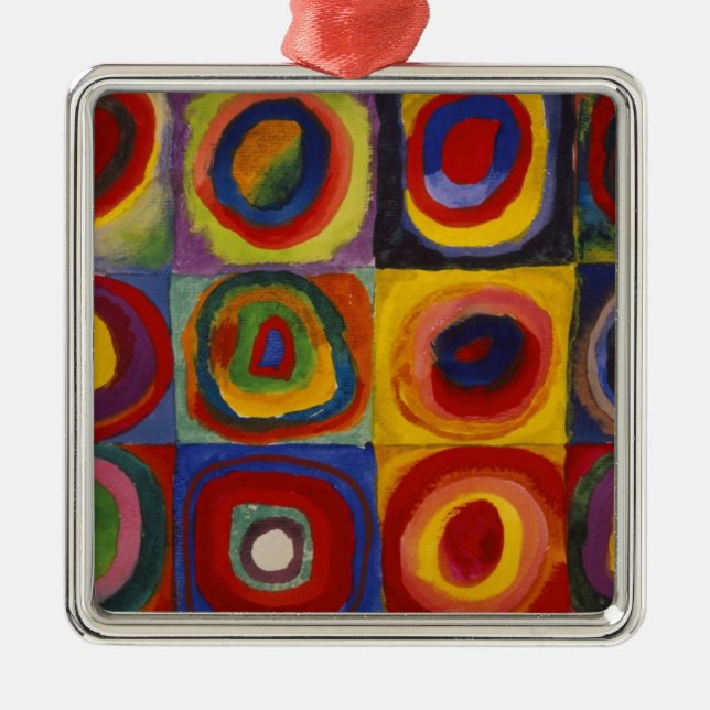 Colour Study of Squares Circles Metal Tree Decoration (Front)