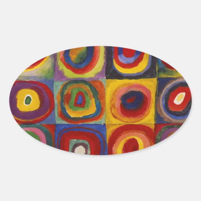 Colour Study of Squares Circles Oval Sticker (Front)