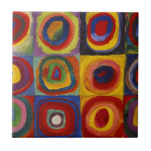 Colour Study of Squares Circles Tile
