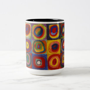 Colour Study: Squares with Concentric Circles Two-Tone Coffee Mug
