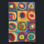 Colour Study | Wassily Kandinsky Tea Towel<br><div class="desc">Colour Study, Squares with Concentric Circles (1913) | Wassily Kandinsky’s Colour Study: Squares with Concentric Circles is a vibrant exploration of colour and form, featuring a grid of squares filled with concentric circles in an array of bold and contrasting hues. Each square contains unique colour combinations, creating a visual rhythm...</div>