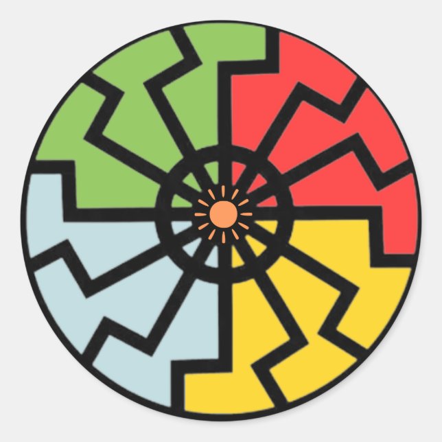 Colour Sun Wheel Symbol Classic Round Sticker (Front)