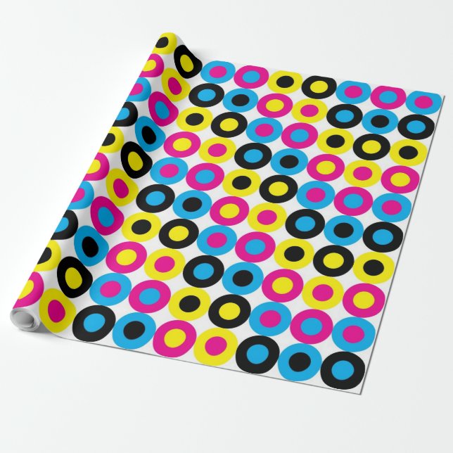 colour swatch circle game wrapping paper (Unrolled)