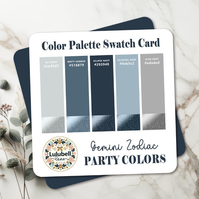 Colour Swatch Palette Card for Gemini Zodiac Sign  (Coordinate Your Taurus Zodiac Event With Our Handy Exclusive Color Palette. Match Everything!)
