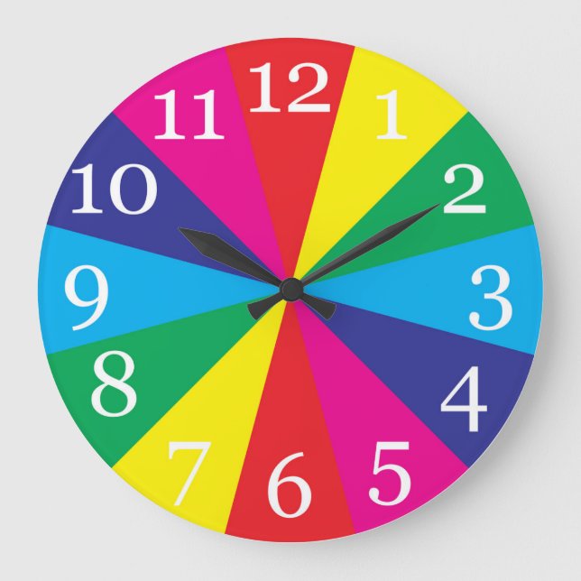 colour swatches yellow green cyan blue magenta red large clock (Front)